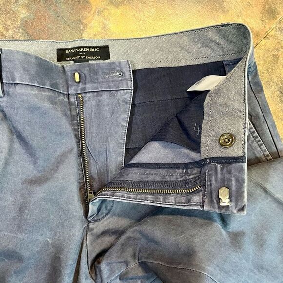 Banana Republic Straight Fit Emerson Navy Ship Blue Pants 32/34 - Picture 5 of 13
